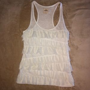 White ruffle tank top